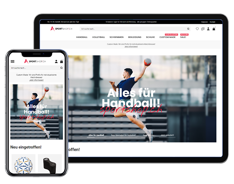 Alpha Sportshop tab and mobile